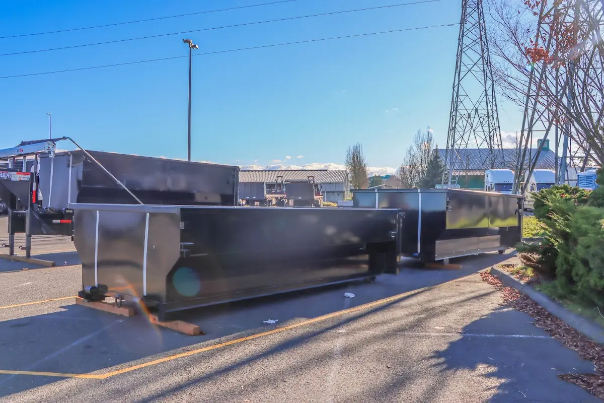 Roll-off dumpster ready for waste disposal at job site for Cleanout Dumpster Rental in Ellington